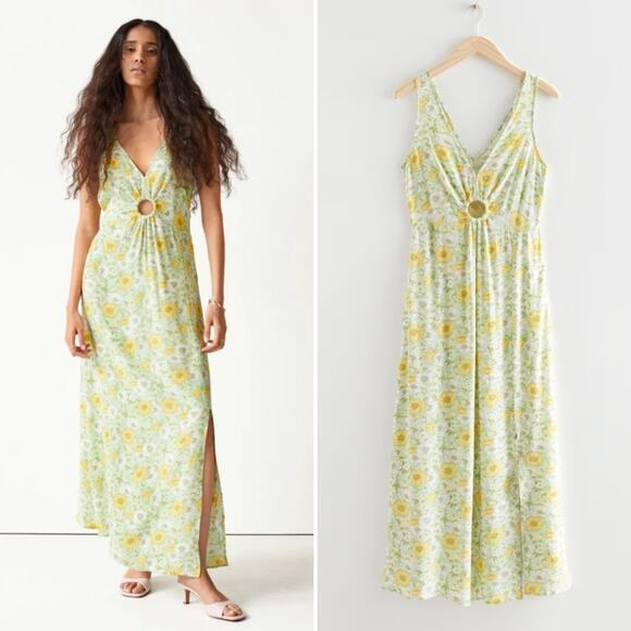 & Other Stories Printed Sleeveless Cut Out Floral Maxi Dress - Picture 1 of 9